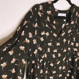 {Mango} black long sleeve printed dress